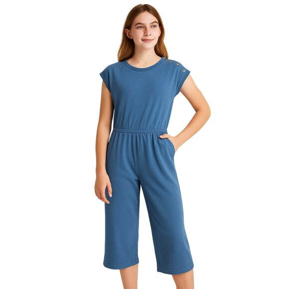 Gap Kids XXL Blue Jumpsuit Button Shoulder  Elastic Waist One Piece Outfit - Picture 1 of 4